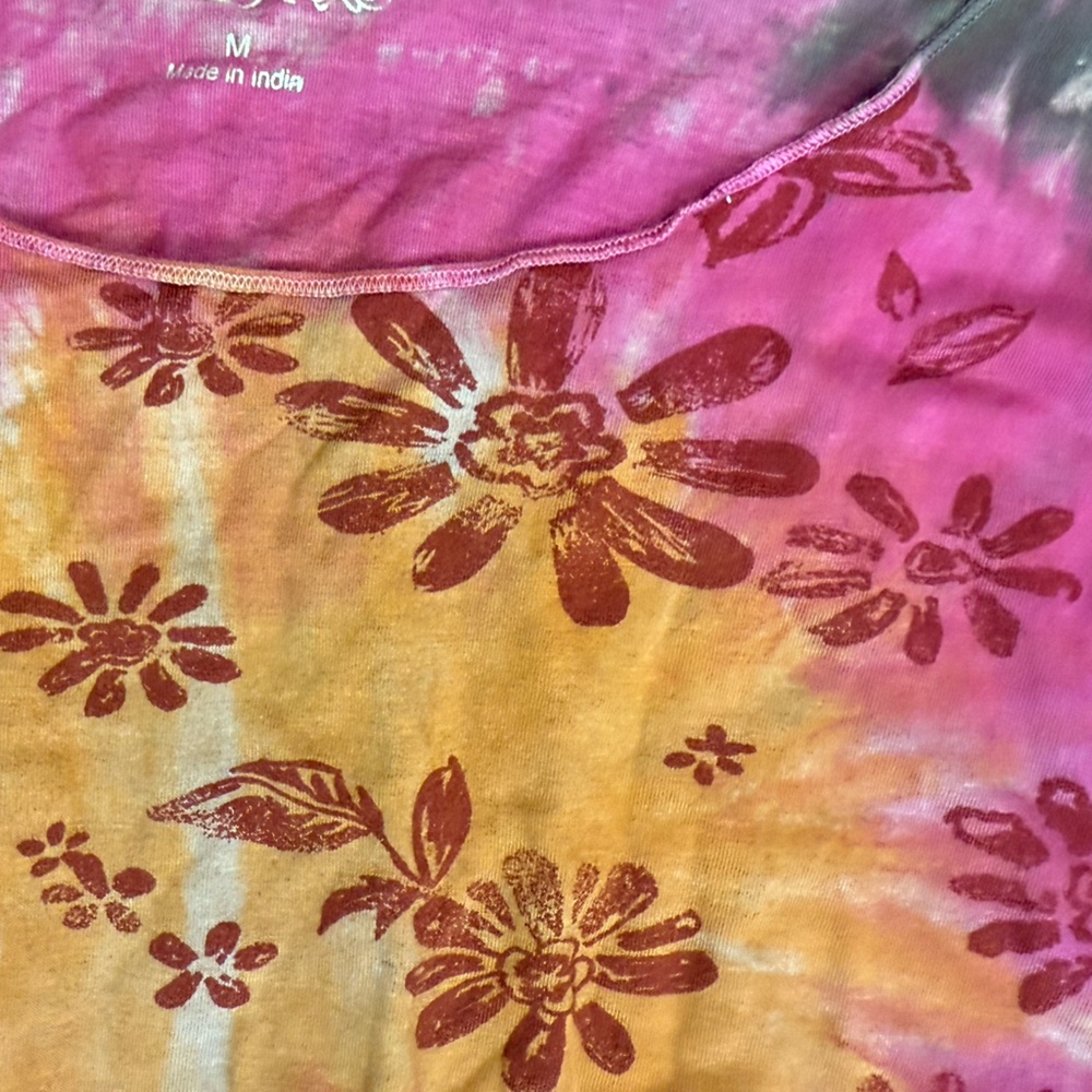 Y2K Fairycore Coquette Grunge Tie Dye T Shirt Sz M Cotton Boat Neck 3/4 Sleeve - Picture 4 of 7